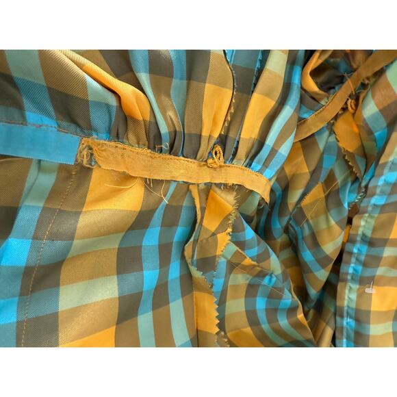 Vintage 1960s Serbin of Florida Women's Belted Green, Blue, Yellow Plaid - Picture 5 of 8